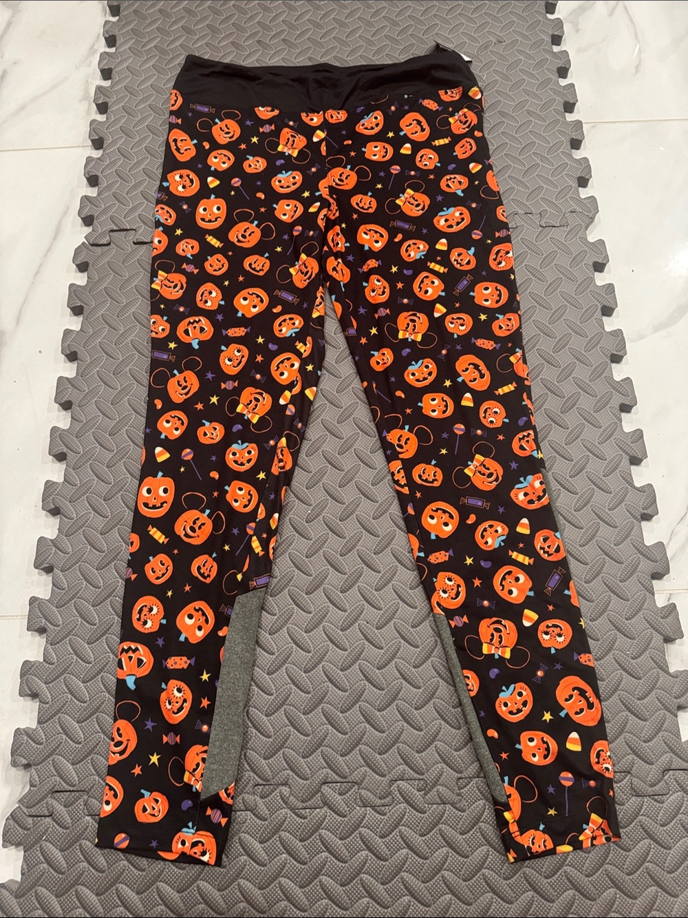 Disney Halloween Pumpkin Print Leggings - Black & Orange